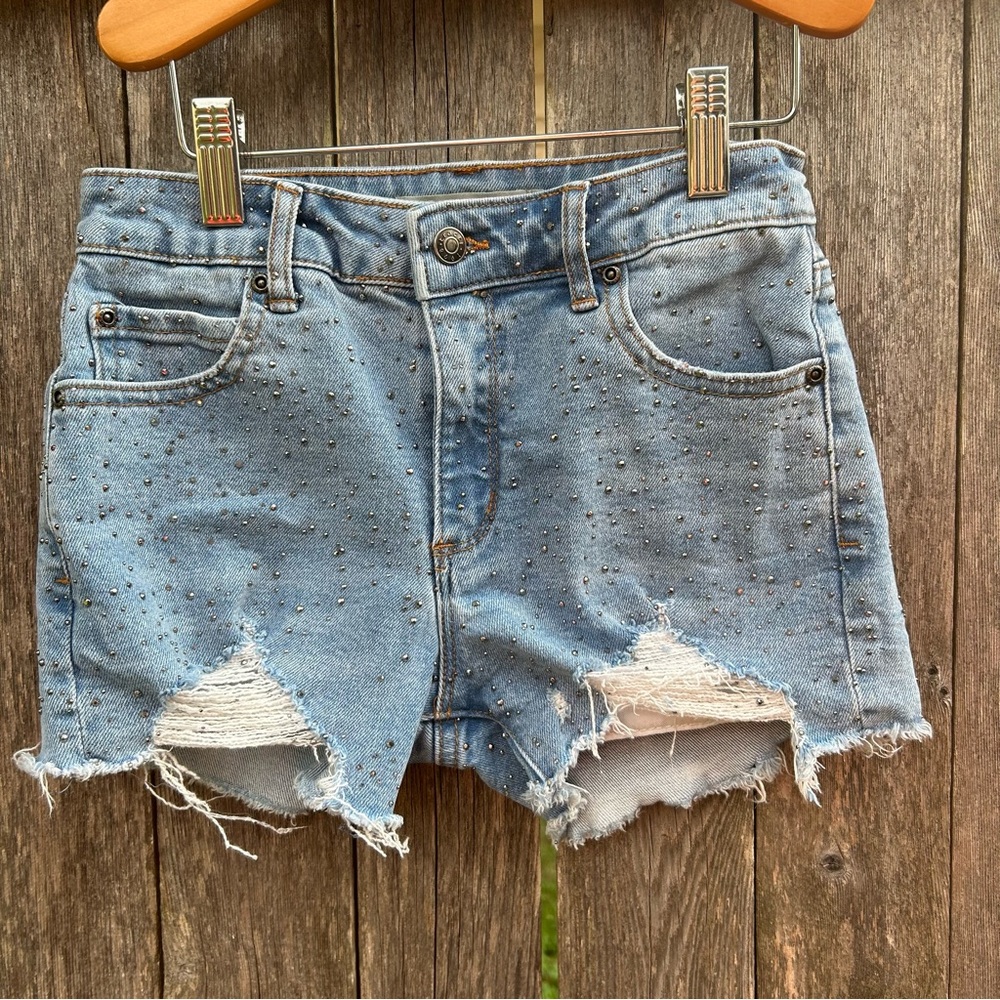 Tractr Cut Off Jean Shorts with Rhinestones Size Child 10